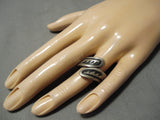 Rare Earlier Vintage Native American Navajo Hopi Swirling Geometric Sterling Silver Ring Old-Nativo Arts