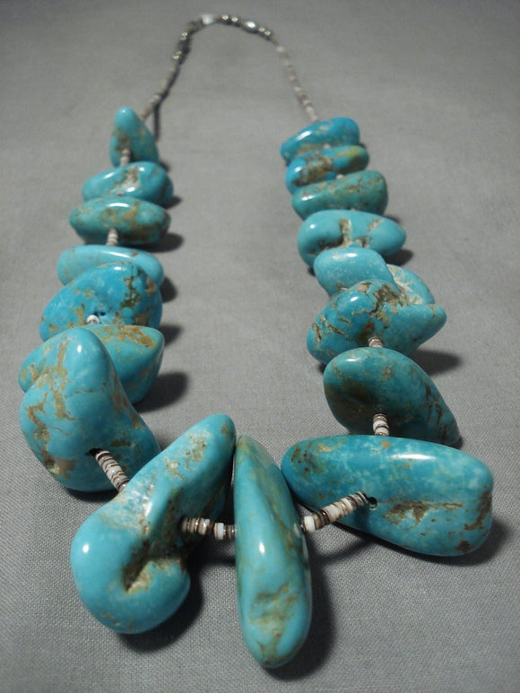 132 Grams Monster Chunk Royston Turquoise Vintage Navajo Native American Jewelry jewelry Heishi Necklace-Nativo Arts