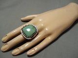 Magnificent Vintage Native American Navajo Huge Green Turquoise Sterling Silver Ring-Nativo Arts