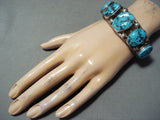 Signed Native American Navajo Sleeping Beauty Turquoise Sterling Silver Bracelet-Nativo Arts