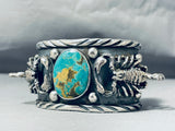 Native American Incredibly Intricate Scorpion Navajo Turquoise Sterling Silver Bracleet-Nativo Arts