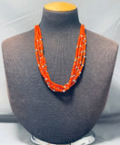 Authentic Orville Tsinnie Native American Navajo Coral Sterling Silver Necklace-Nativo Arts