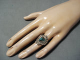 Striking Vintage Native American Navajo Royston Turquoise Sterling Silver Ring Old-Nativo Arts