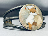 Sleepy Bear Vintage Native American Navajo Inlay Sterling Silver Bracelet Cuff-Nativo Arts