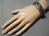 Picturesque Vintage Navajo Sterling Silver Bracelet Old Native American-Nativo Arts