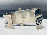 Jaw Dropping Vintage Native American Navajo Green Turquoise Sterling Silver Inlay Bracelet-Nativo Arts