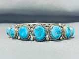 Awesome Vintage Native American Navajo 9 Morenci Turquoise Sterling Silver Bracelet-Nativo Arts