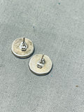 Very Old Vintage Native American Zuni Turquoise Inlay Sterling Silver Earrings-Nativo Arts