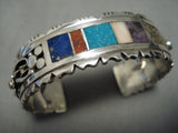 Native American Marvelous Vintage Jerry Begay Turquoise Coral Sterling Silver Bracelet Old Cuff-Nativo Arts
