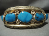 134 Gram Gold Solid Sterling Blue Carico Lake Turquoise Native American Jewelry Silver Bracelet-Nativo Arts