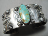 Museum Vintage Native American Navajo Royston Turquoise Repoussed Sterling Silver Bracelet-Nativo Arts