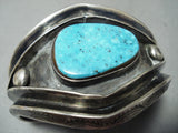 Heavy 120 Gram Vintage Native American Navajo Deep Turquoise Sterling Silver Bracelet-Nativo Arts