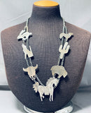 Animal Fetish Vintage Native American Navajo Sterling Silver Squash Blossom Necklace-Nativo Arts