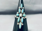 Eye-catching Vintage Native American Zuni Blue Gem Turquoise Sterling Silver Ring-Nativo Arts