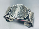 Unique San Felipe Signed Silver Coins Sterling Silver Bracelet-Nativo Arts