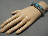 Incredible Vintage Native American Navajo Blue Gem Turquoise Sterling Silver Bracelet Cuff-Nativo Arts