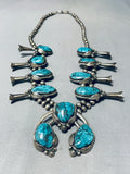 Incredible Vintage Native American Navajo Turquoise Sterling Silver Squash Blossom Necklace-Nativo Arts