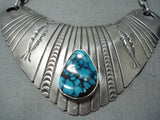 Jo Tso Native American Navajo Spiderweb Turquoise Sterling Silver Necklace-Nativo Arts