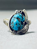 Rare Turquoise Vintage Native American Navajo Morenci Sterling Silver Ring-Nativo Arts