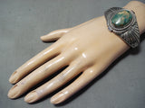 Massive Vintage Native American Navajo Godber Turquoise Sterling Silver Bracelet Old-Nativo Arts