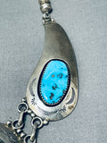 Best Terr Goodluck Vintage Native American Navajo Turquoise Sterling Silver Necklace-Nativo Arts