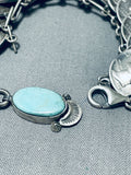 Advanced Workmanship Native American Navajo Turquoise Dime Sterling Silver Link Bracelet-Nativo Arts