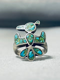 Remarkable Vintage Native American Navajo Turquoise Sterling Silver Thunderbird Ring-Nativo Arts