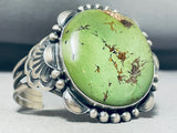 Opulent Signed Native American Navajo Massive Green Kingman Turquoise Sterling Silver Bracelet-Nativo Arts