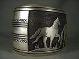 136 Gram Monster Thomas Singer 'Horse Love' Native American Jewelry Silver Bracelet-Nativo Arts