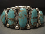 136 Grams Super Heavy Vintage Navajo #8 Turquoise Native American Jewelry Silver Bracelet-Nativo Arts