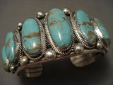 136 Grams Super Heavy Vintage Navajo #8 Turquoise Native American Jewelry Silver Bracelet-Nativo Arts