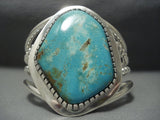 136 Grams Vintage Navajo Deep Blue Turquoise Sterling Native American Jewelry Silver Bracelet Old Pawn-Nativo Arts