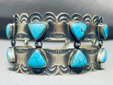 Russ Sam Vintage Native American Navajo Teardrop Turquoise Sterling Silver Bracelet-Nativo Arts