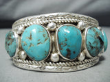 Incredible Native American Navajo Kingman Turquoise Sterling Silver Bracelet Rex Tso-Nativo Arts