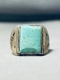 Sensational Vintage Native American Navajo Green Turquoise Sterling Silver Ring-Nativo Arts