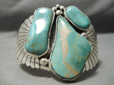 Huge Vintage Native American Navajo Royston Turquoise Bursting Sterling Silver Bracelet-Nativo Arts
