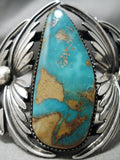 Huge Garden Of Leaves Vintage Native American Navajo Sterling Silver Royston Turquoise Bracelet-Nativo Arts