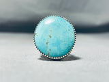 Huge Tsosie Native American Navajo Signed Blue Gem Turquoise Sterling Silver Ring-Nativo Arts