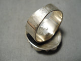 Huge Vintage Native American Navajo Royston Turquoise Snake Eyes Sterling Silver Ring-Nativo Arts