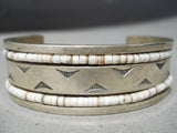 One Of The Best Heavy Vintage Native American Navajo Heishi Sterling Silver Bracelet Old-Nativo Arts