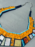 Native American Extremely Intricate Santo Domingo Turquoise Sterling Silver Necklace-Nativo Arts