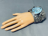Native American 230 Gram Heavy Huge Lizard Turquoise Sterling Silver Bracelet-Nativo Arts