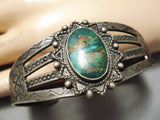 Early 1900s Vintage Native American Navajo High Grade Royston Turquoise Sterling Silver Bracelet-Nativo Arts