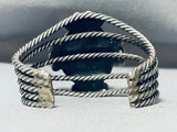 Five Coiled Wires Vintage Native American Navajo Turquoise Sterling Silver Bracelet-Nativo Arts