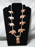 Native American Amazing Vintage Santo Domingo Turquoise Pipestone Bears Heishi Necklace-Nativo Arts