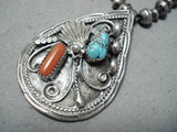 Very Important Vintage Native American Navajo Raymond Yazzie Turquoise Sterling Silver Necklace-Nativo Arts