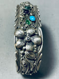 Native American Important Vintage Isleta Turquoise Sterling Silver Bracelet Signed-Nativo Arts