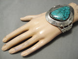 Best Vintage Native American Navajo Shadow Sterling Silver Turquoise Bracelet Old-Nativo Arts