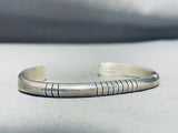 Rare Nez Vintage Native American Navajo Hand Tooled Sterling Silver Bracelet Cuff-Nativo Arts