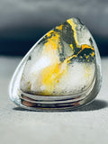 Gigantic Native American Navajo Signed Honeybee Triangle Sterling Silver Ring-Nativo Arts